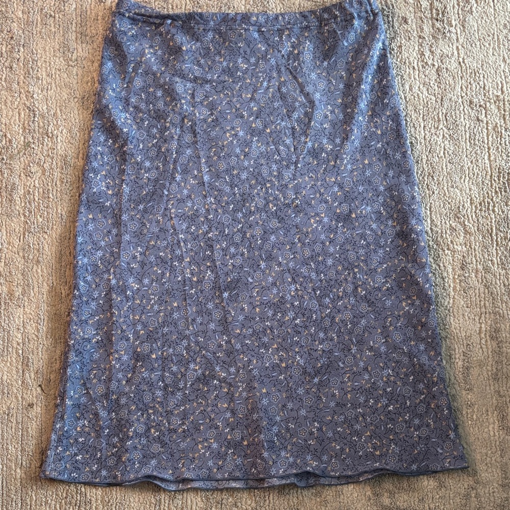 Floral Blue Women's Skirt with finished hemline